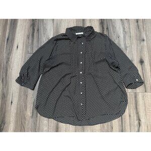 Rose+Olive Womens 2X Polka Dot Button-Up Blouse Black/White Size @x (No Size Tag